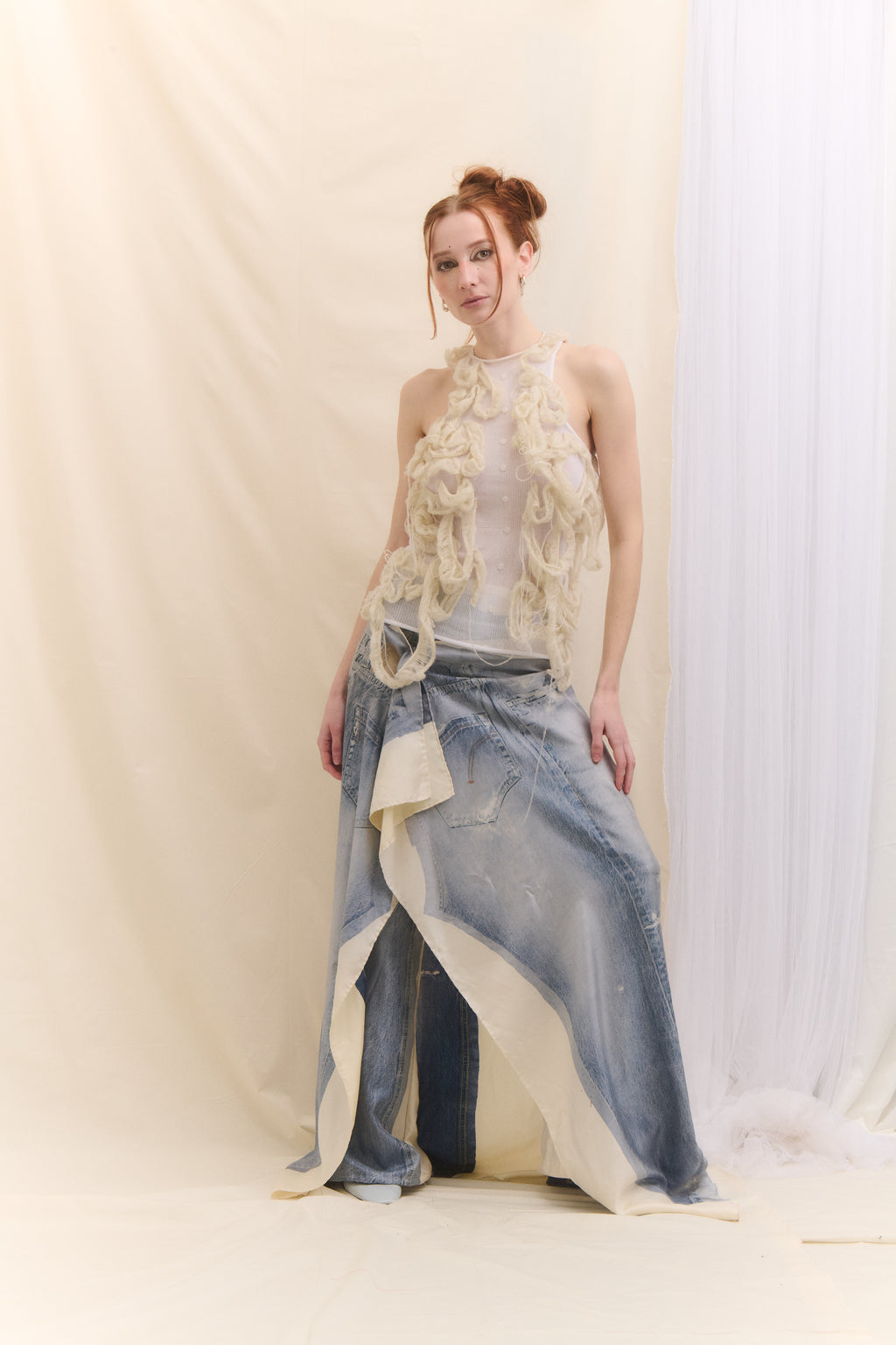 Fake denim sukně