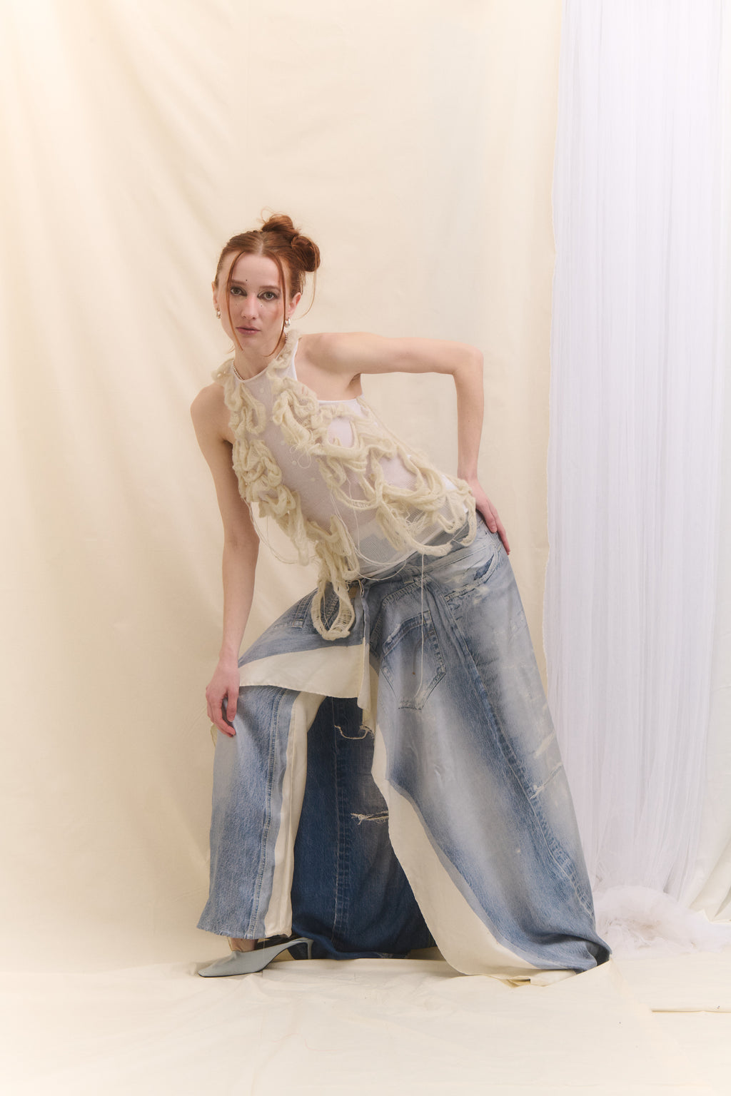 Fake denim sukně