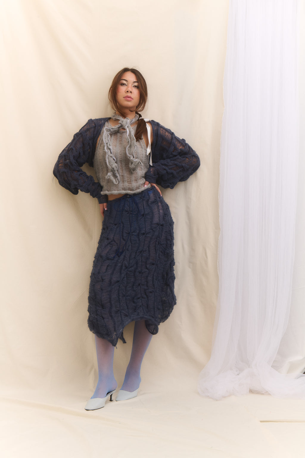 Pletená hoop skirt modrá