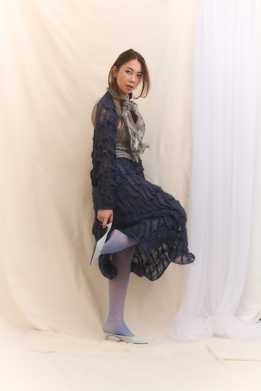 Pletená hoop skirt modrá