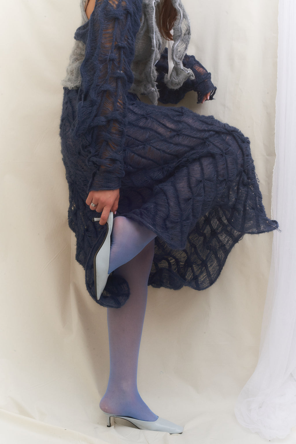Pletená hoop skirt modrá